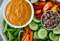 Colorful Crudite Platter with Romesco Sauce