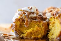 Soft Pumpkin Cinnamon Rolls with Caramel Glaze