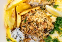 Posh Fish and Chips: Baked Panko Cod with Lemon Butter Sauce