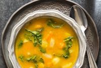 Creamy Kohlrabi Soup with Kohlrabi Greens