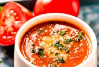 Oven Roasted Tomato Soup Recipe with Garlic and Basil