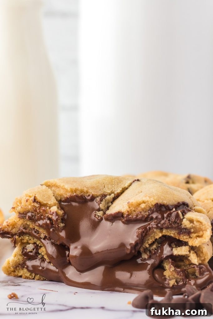 How to Make Nutella Stuffed Chocolate Chip Cookies 9 The BEST Bakery Style Nutella Stuffed Chocolate Chip Cookies Recipe!