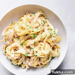 bowl of fettuccine with cashew cream