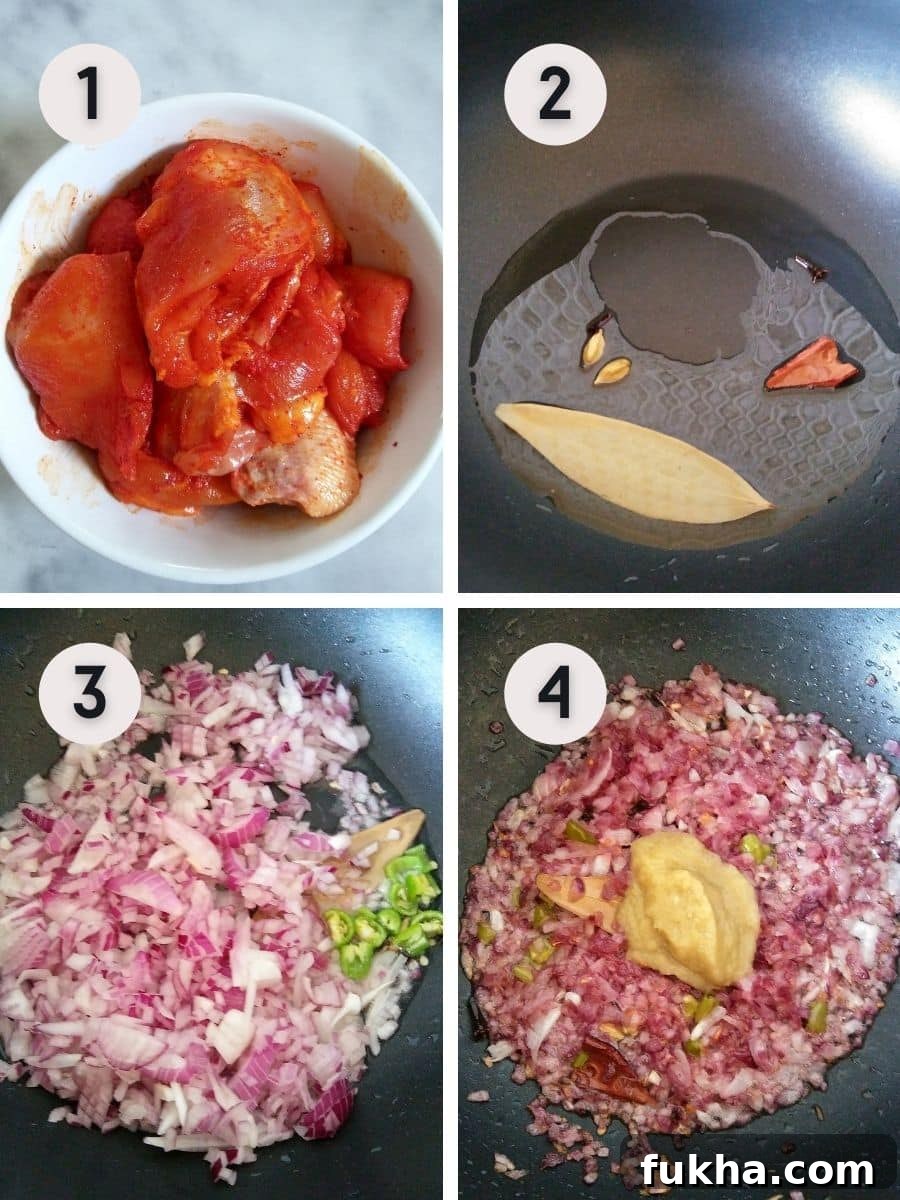 Authentic Andhra Chicken Curry: Step-by-Step Recipe 3 Andhra Chicken Gravy preparation steps