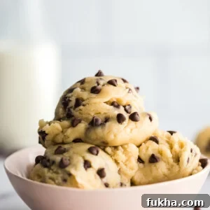 edible cookie dough in a pink bowl