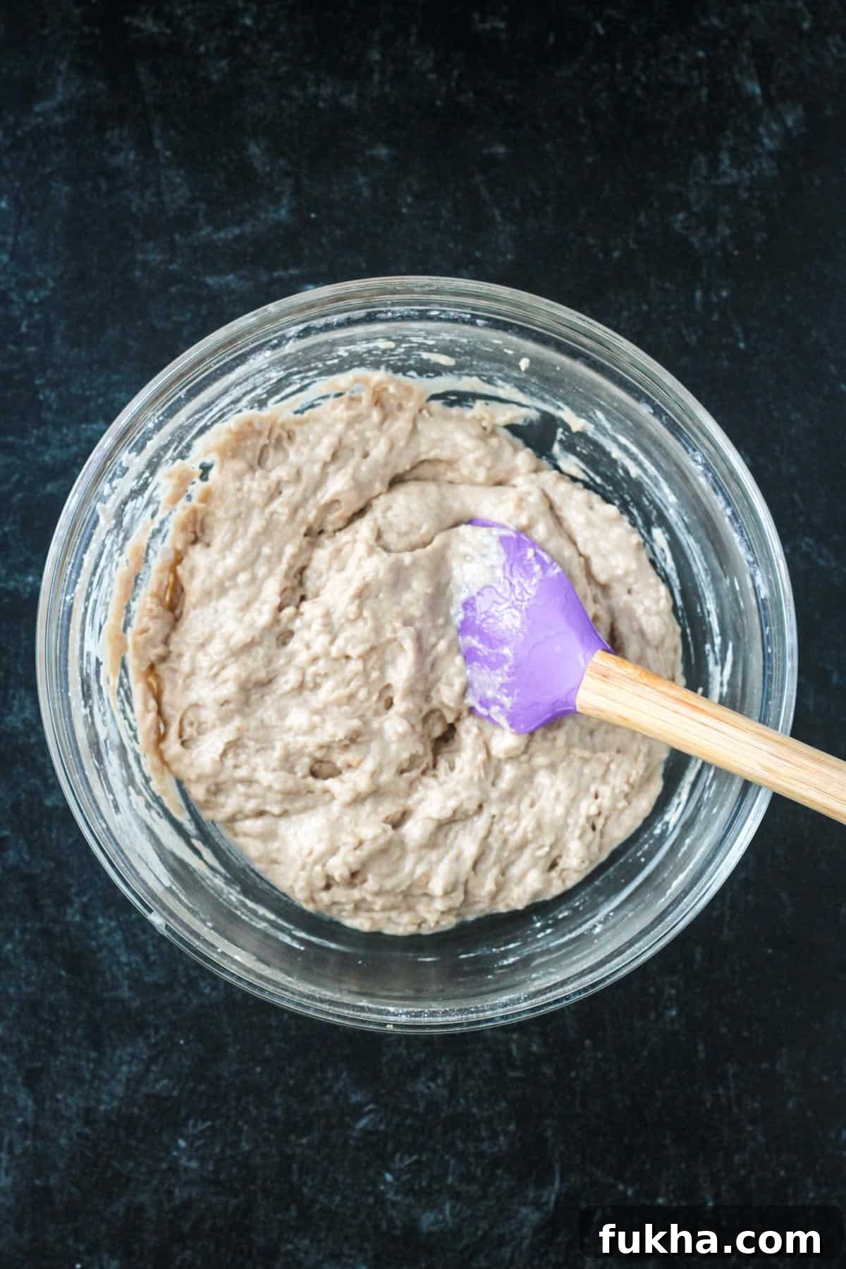 Dry and wet ingredients combined into a smooth batter.
