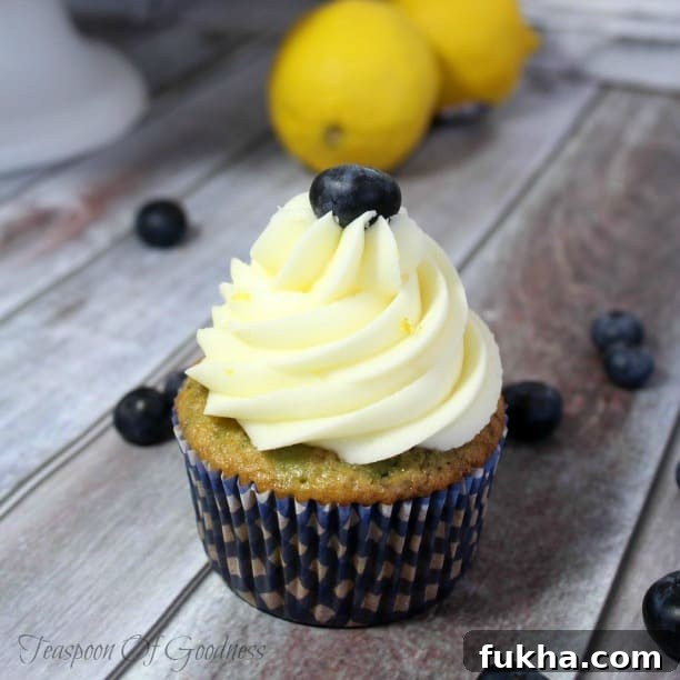 Summer Cupcake Recipes - Lemon Blueberry Cupcakes with Lemon Buttercream Frosting - Teaspoon of Goodness 