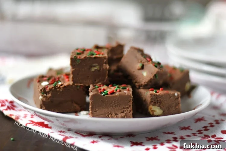 classic fantasy fudge recipe on white candy cane plates
