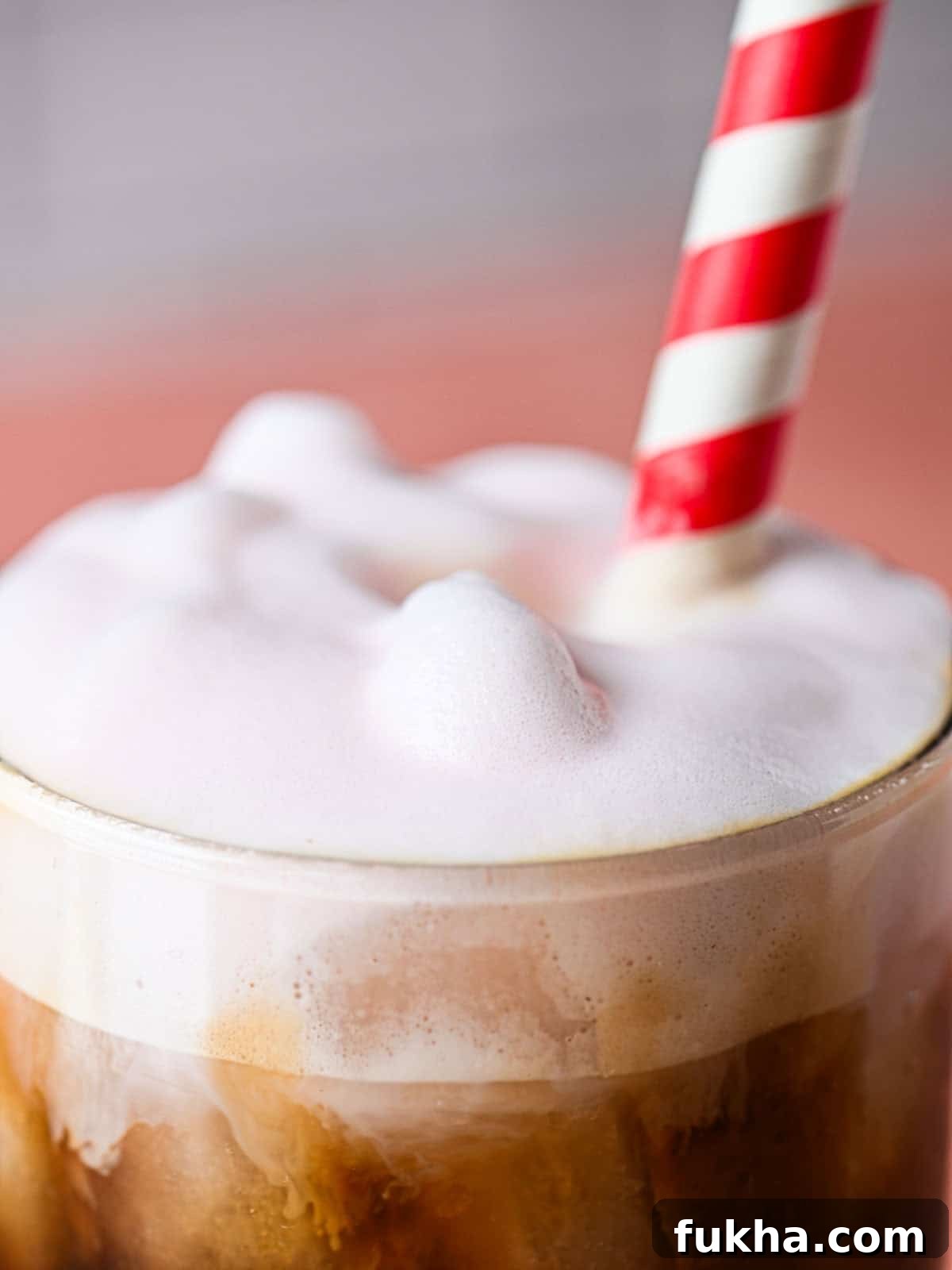 Cherry Americola: Cherry Coffee Drink Recipe 6 Close-up of cherry cold foam.