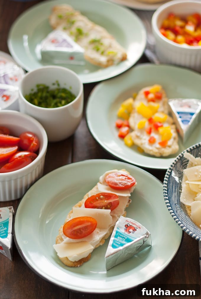 Try these homemade red pepper flatbread crackers with creamy cheese and easy toppings to reinvent snacking