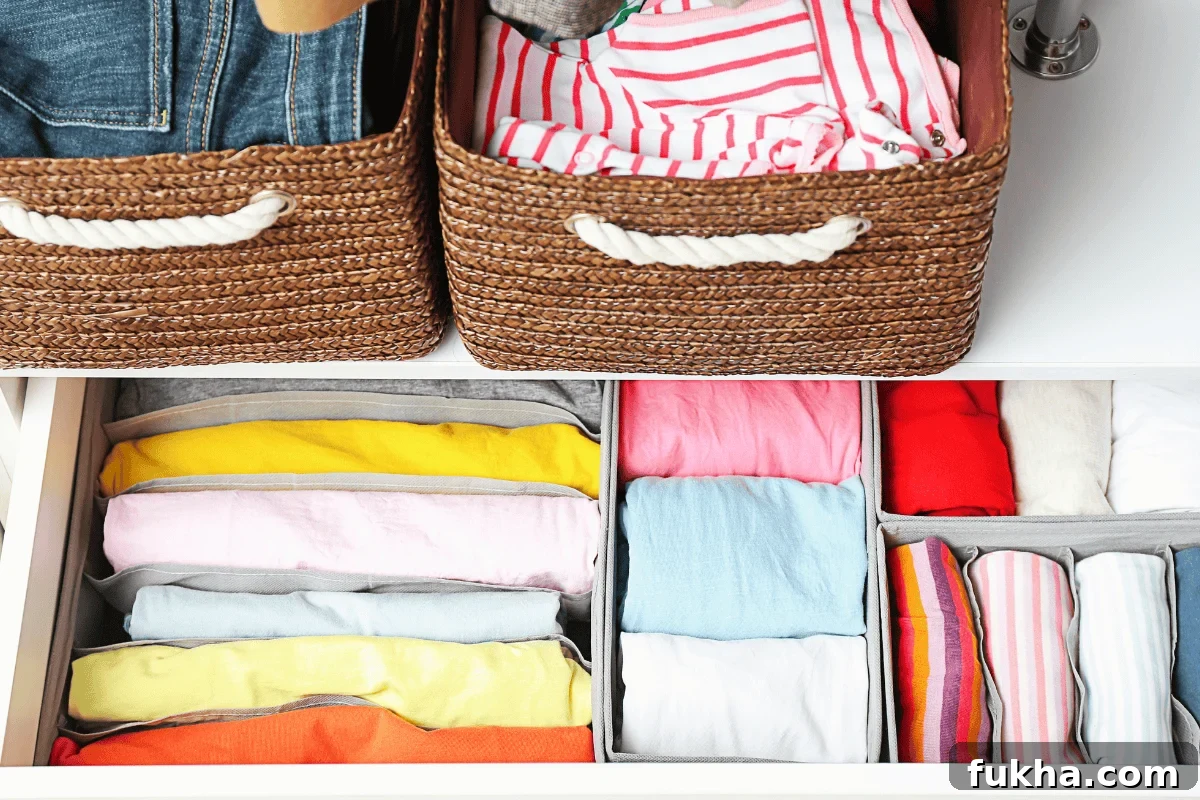 An organized kids closet with clothes stored neatly