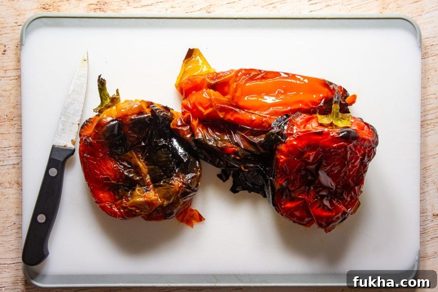 peppers roasted and ready to peel