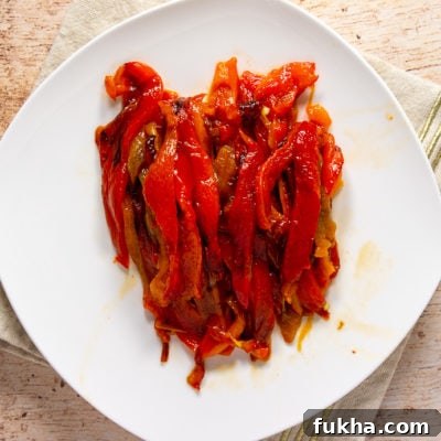 roasted red bell peppers on a plate