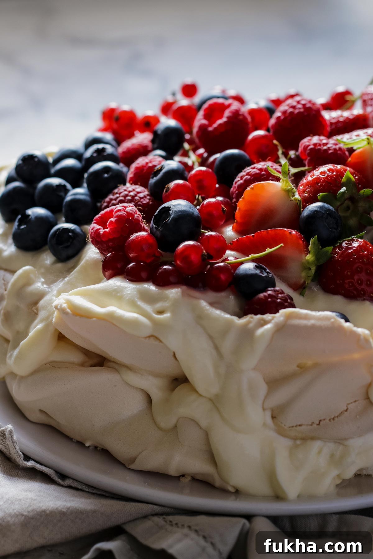 Pavlova with Berries Shot with Canon 100mm Lens