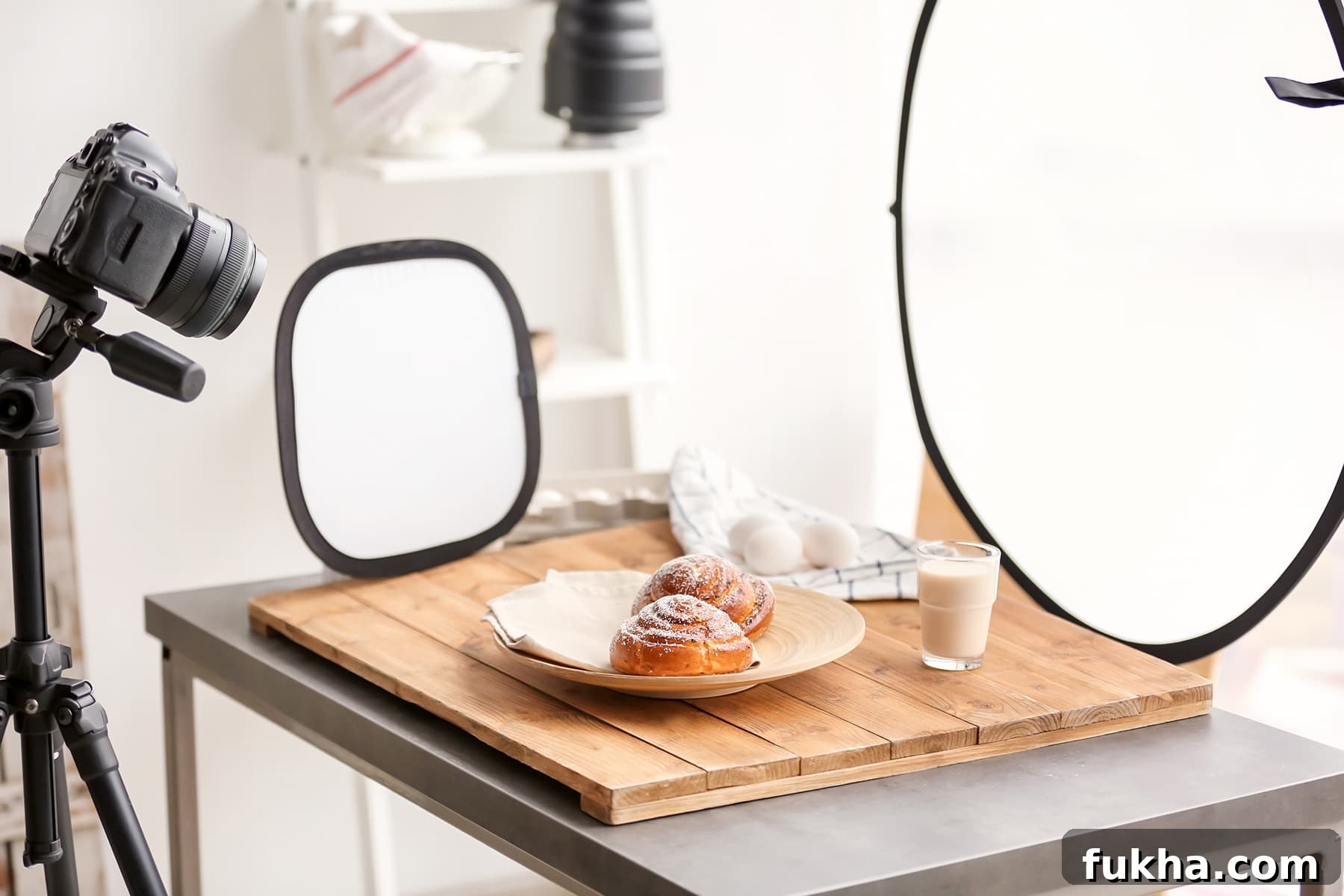 Photographing Food Basic Setup with a Tripod Diffuser and Reflector