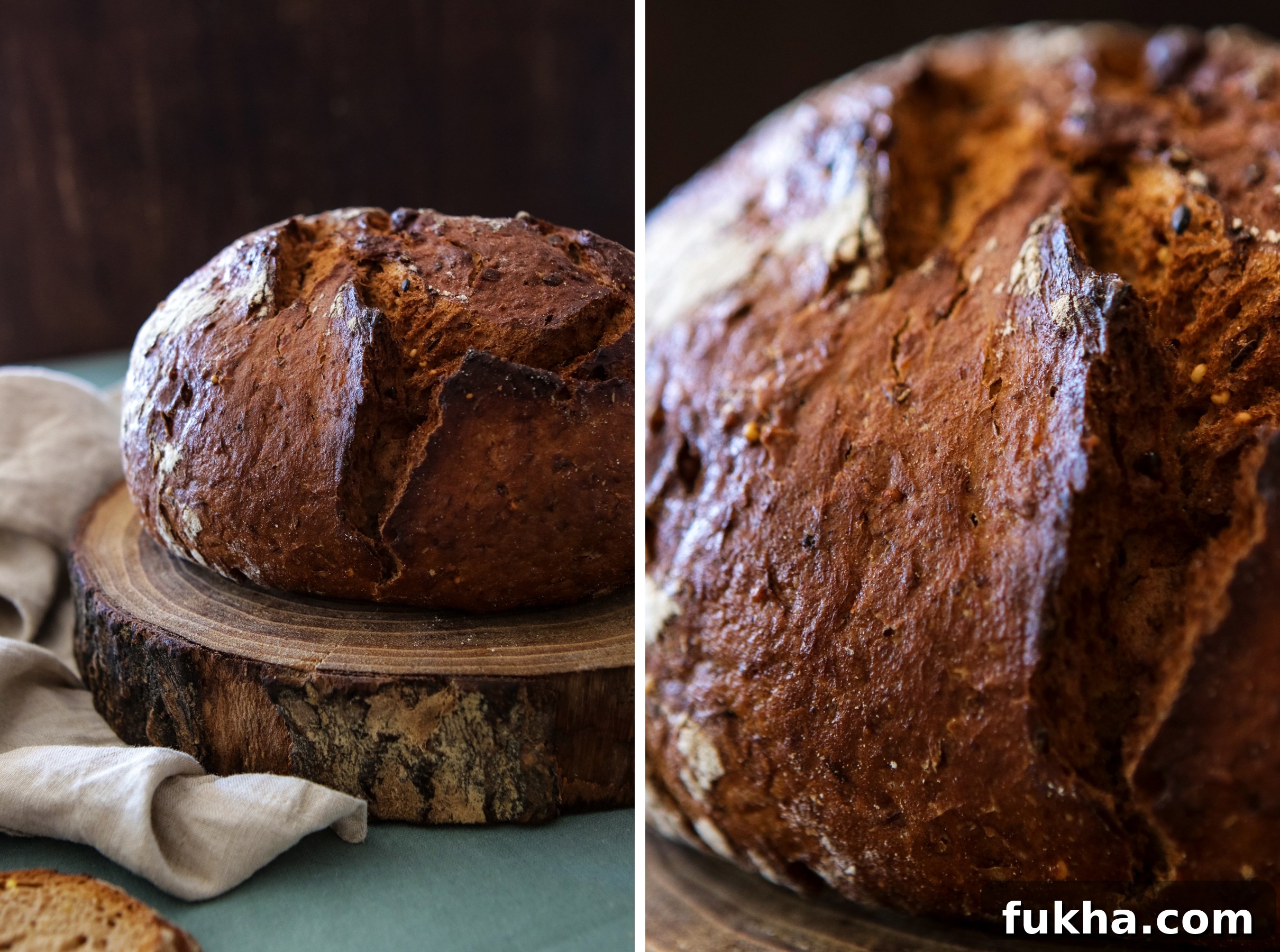 A Loaf of Sourdough Bread Shot with a 24-70mm Canon Lens Zoomed In and Zoomed Out