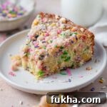 Single Layer Cake Recipes Without Frosting 8 slice of sprinkle cake on a plate with milk in the background