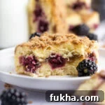 Single Layer Cake Recipes Without Frosting 9 slice of blackberry coffee cake on a plate