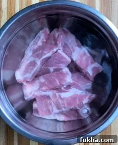 Dwaeji Galbi Pork Ribs Recipe (Ham Ji Park Copycat) 3 Ribs prepared and soaked