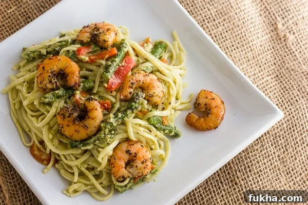 Smoked Shrimp Pesto Linguine Recipe 4 Smoked Shrimp and Pesto Linguine asparagus