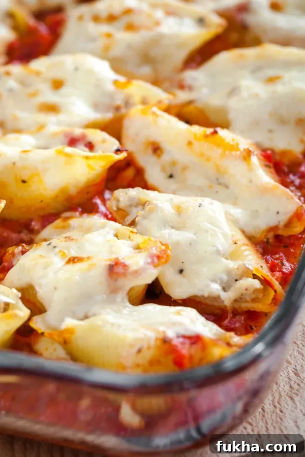 Classic Baked Stuffed Shells with Ricotta 5 cheese on stuffed shells
