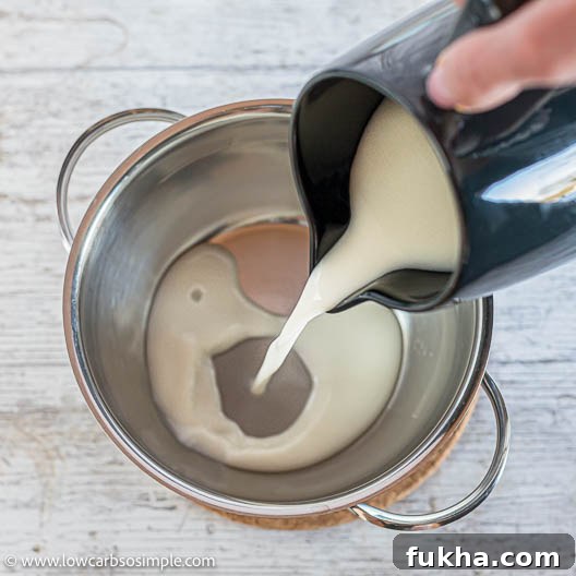 Pouring Almond Milk into Saucepan | Low-Carb, So Simple