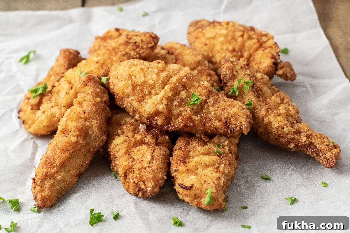 fried chicken tenders sprinkled with parsley