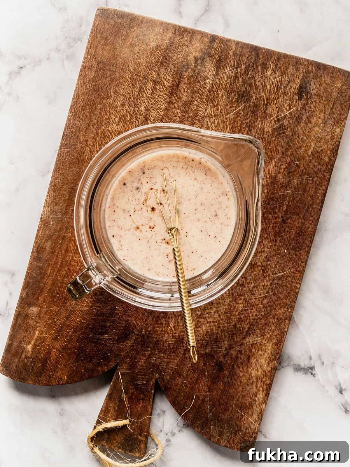 A container with sumac honey lemon dressing.