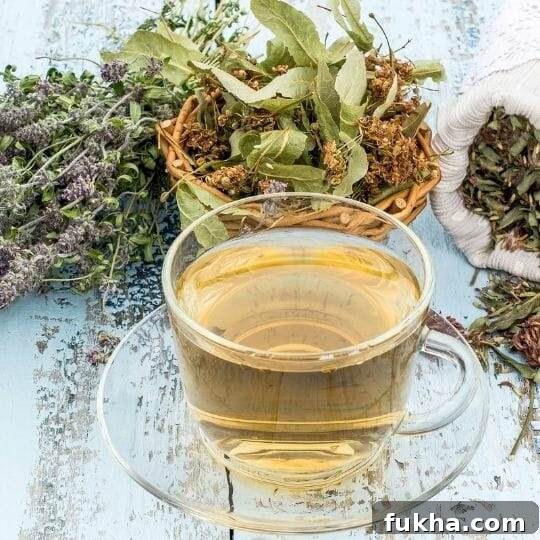 cup of tea with dried herbs