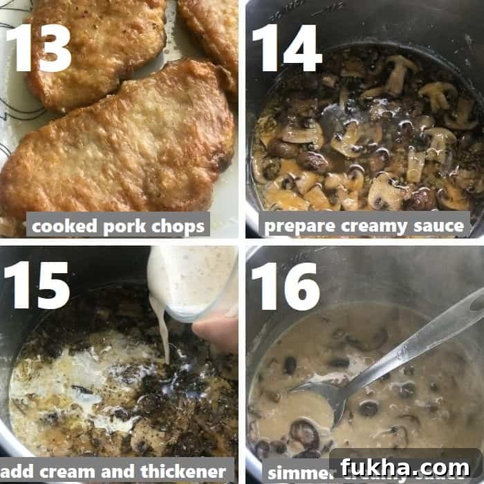 preparing and thickening the creamy sauce