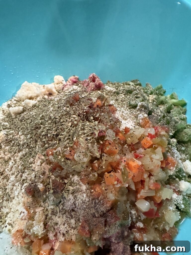 All of the ingredients for the Italian Beef meatballs before they are mixed together