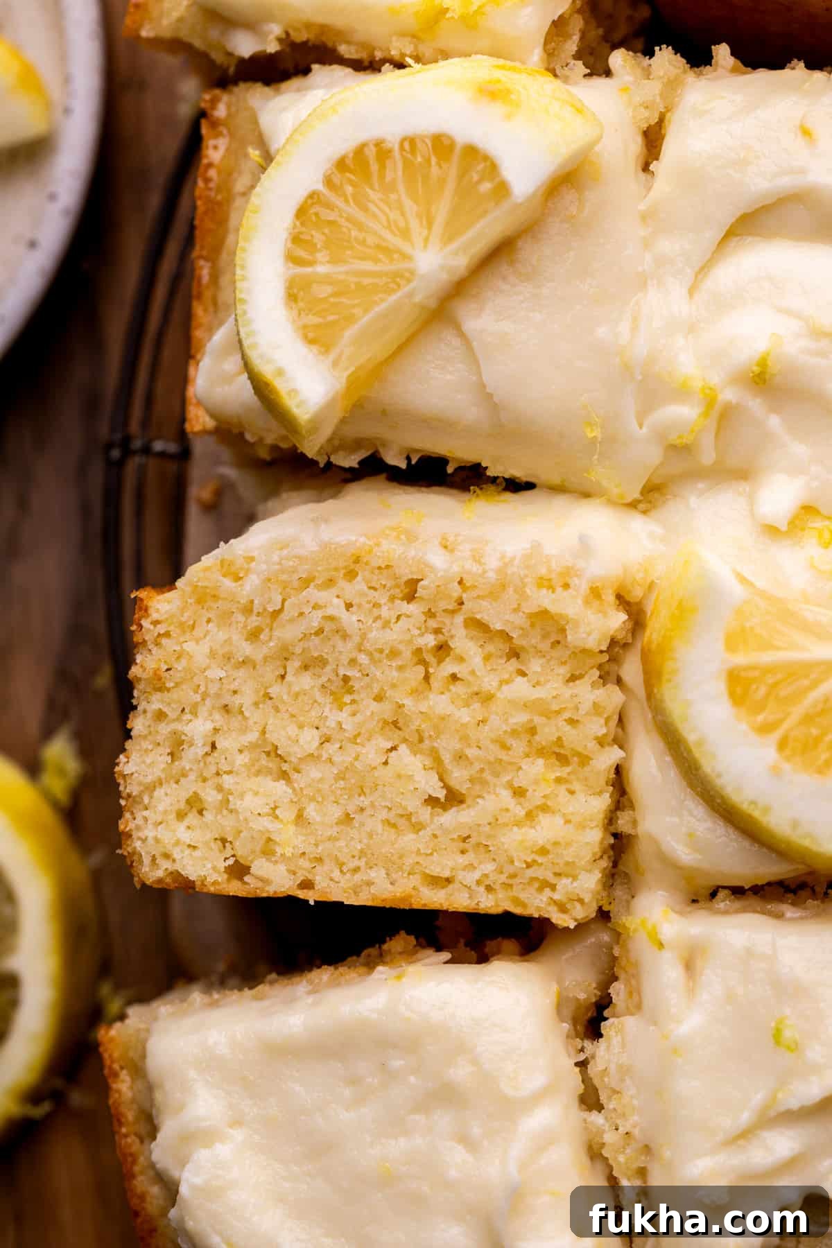 One slice of cake on its side.