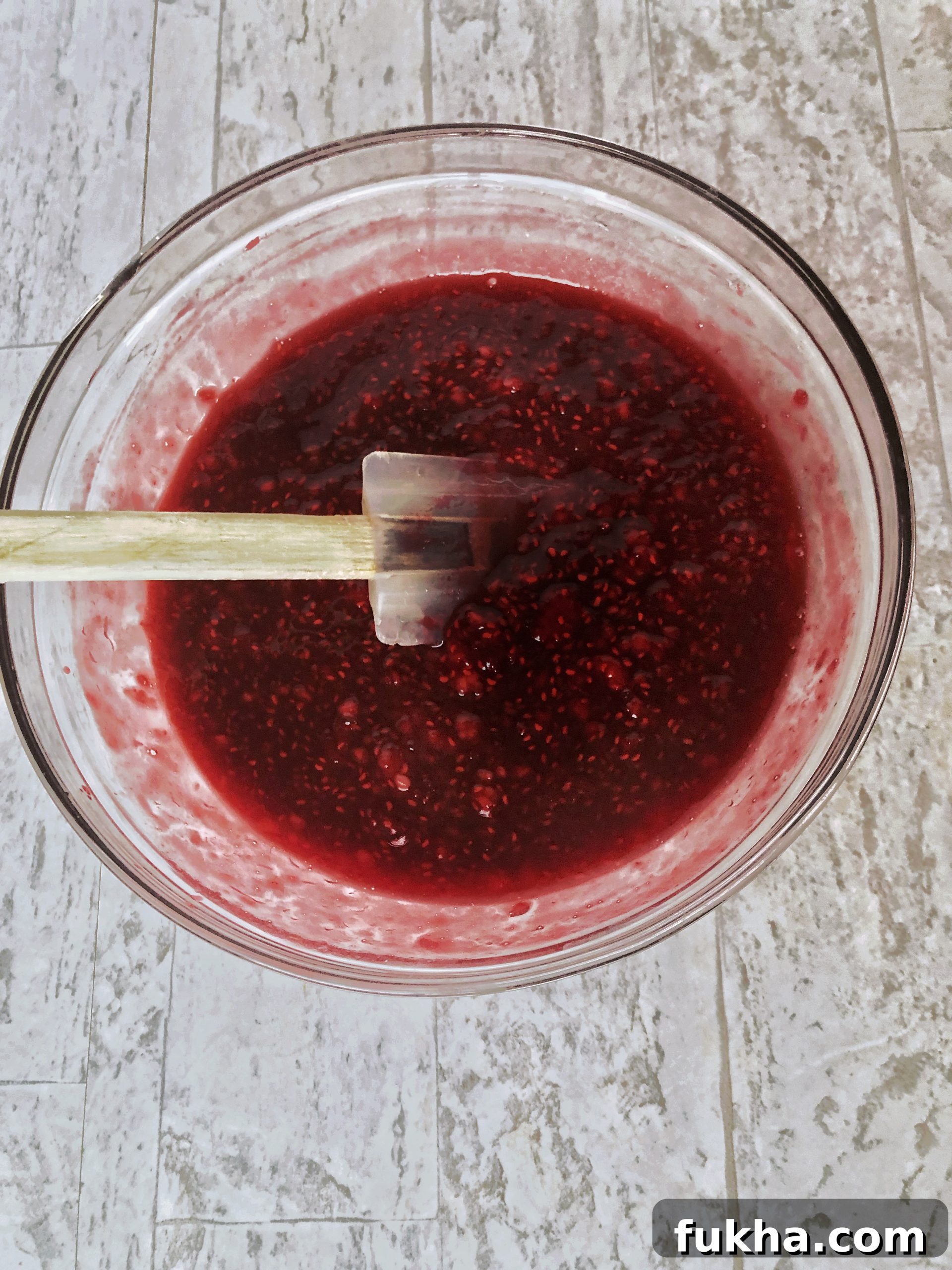 bowl of raspberry sauce