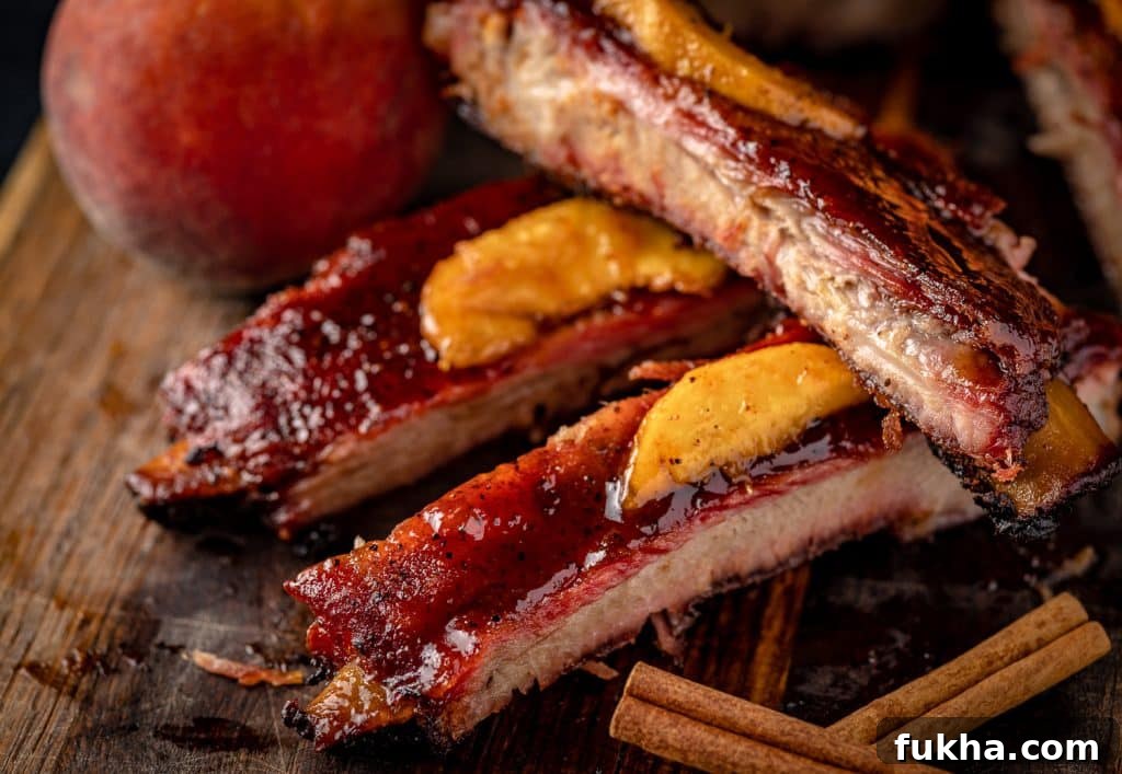 Fireball smoked ribs stacked on a cutting board.