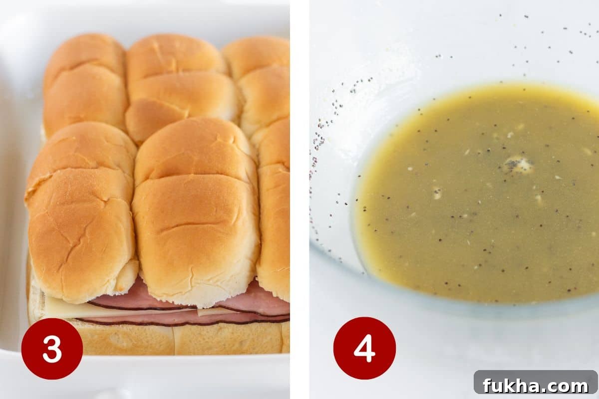 Brown Sugar Ham and Cheese Sliders Recipe with Sweet Glaze 5 Top the rolls with the brown sugar mixture and bake.