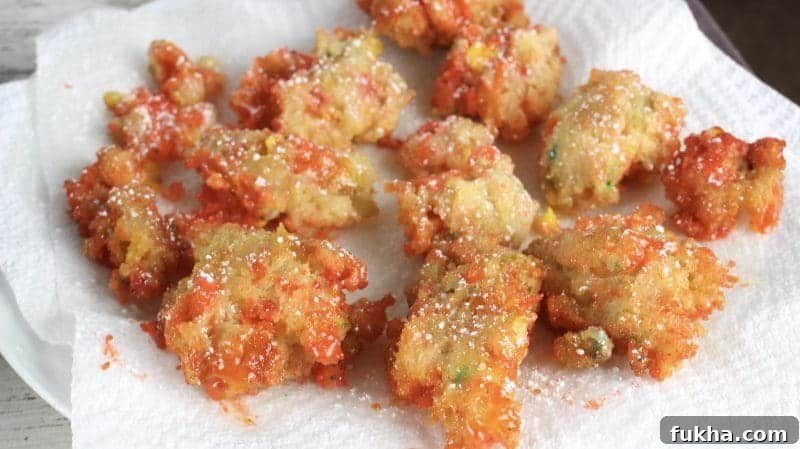 Funfetti Fried Candy Corn on layers of paper towels.