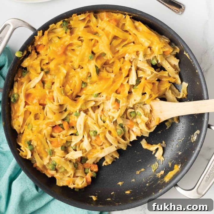 Cheesy tuna casserole on a plate