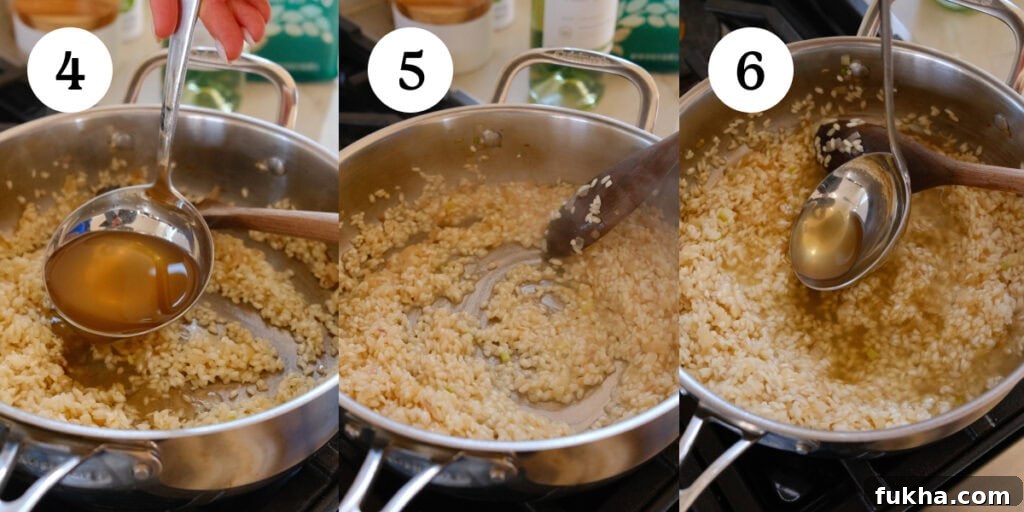 Finalizing risotto with cheese and butter