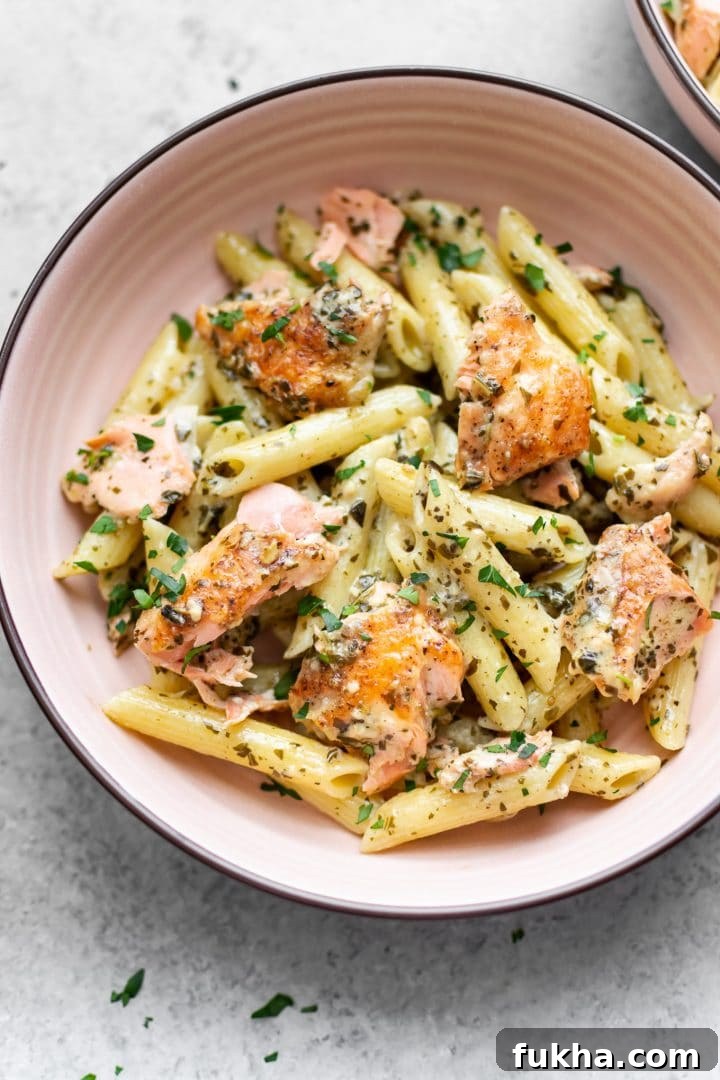 salmon pesto pasta (with penne)