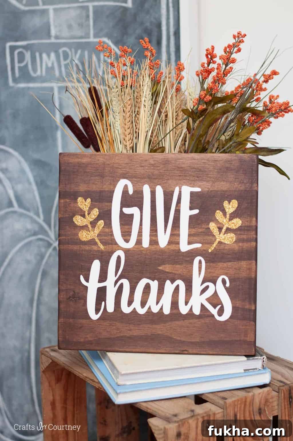 With a few craft supplies, you can transform your home into a warm and inviting environment and greets your guests with holiday spirit with these DIY Thanksgiving Decorations! #crafts #thanskgiving #thanksgivingdecor #thanksgivingdecorations #diycrafts #diydecor #allthingsmamma | allthingsmamma.com Thanksgiving Decorations - Give Thanks Sign