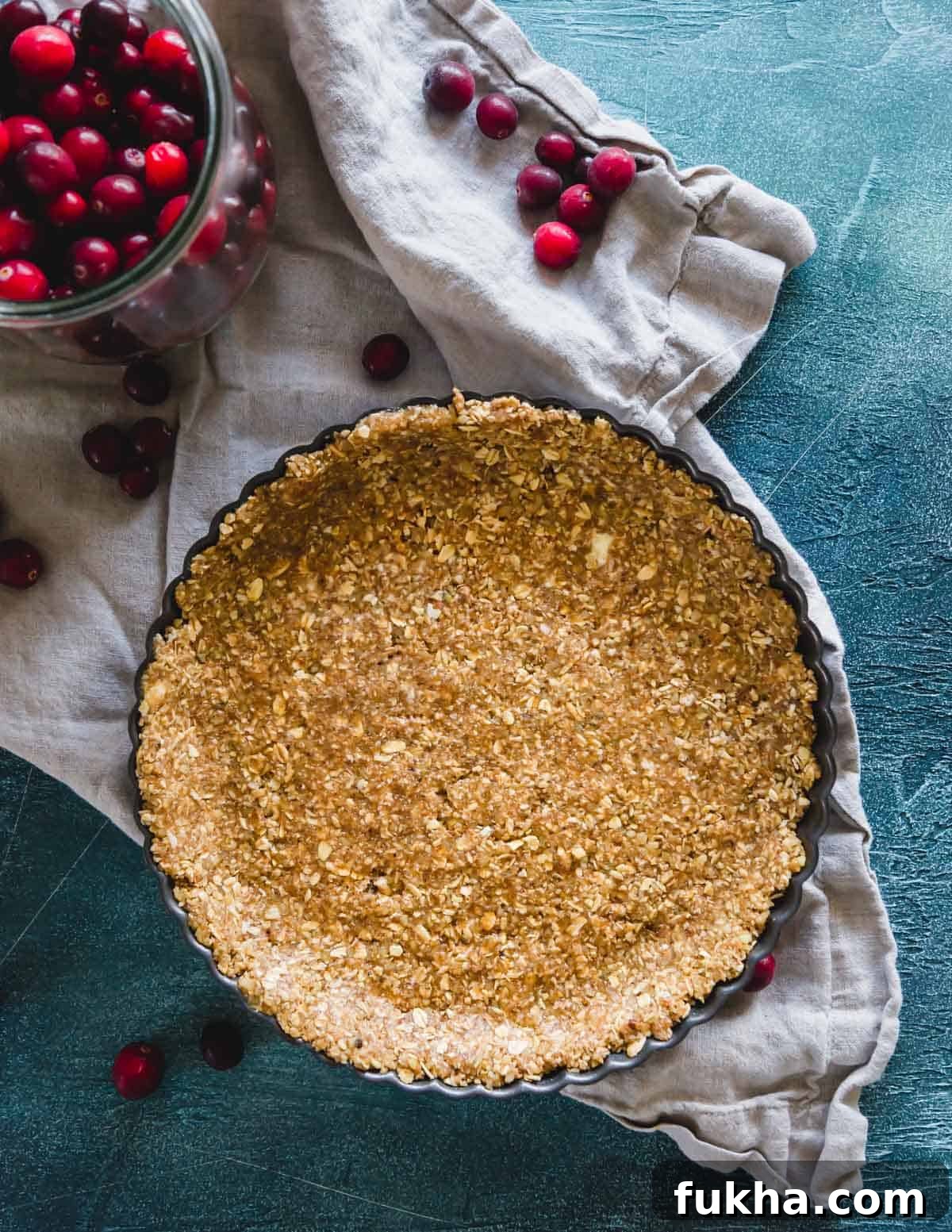 oat and walnut tart crust for cranberry curd tart