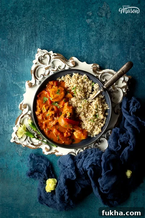 Crispy Air Fryer Chicken Curry in 25 Minutes 2 Close up of air fryer chicken thigh curry on a plate
