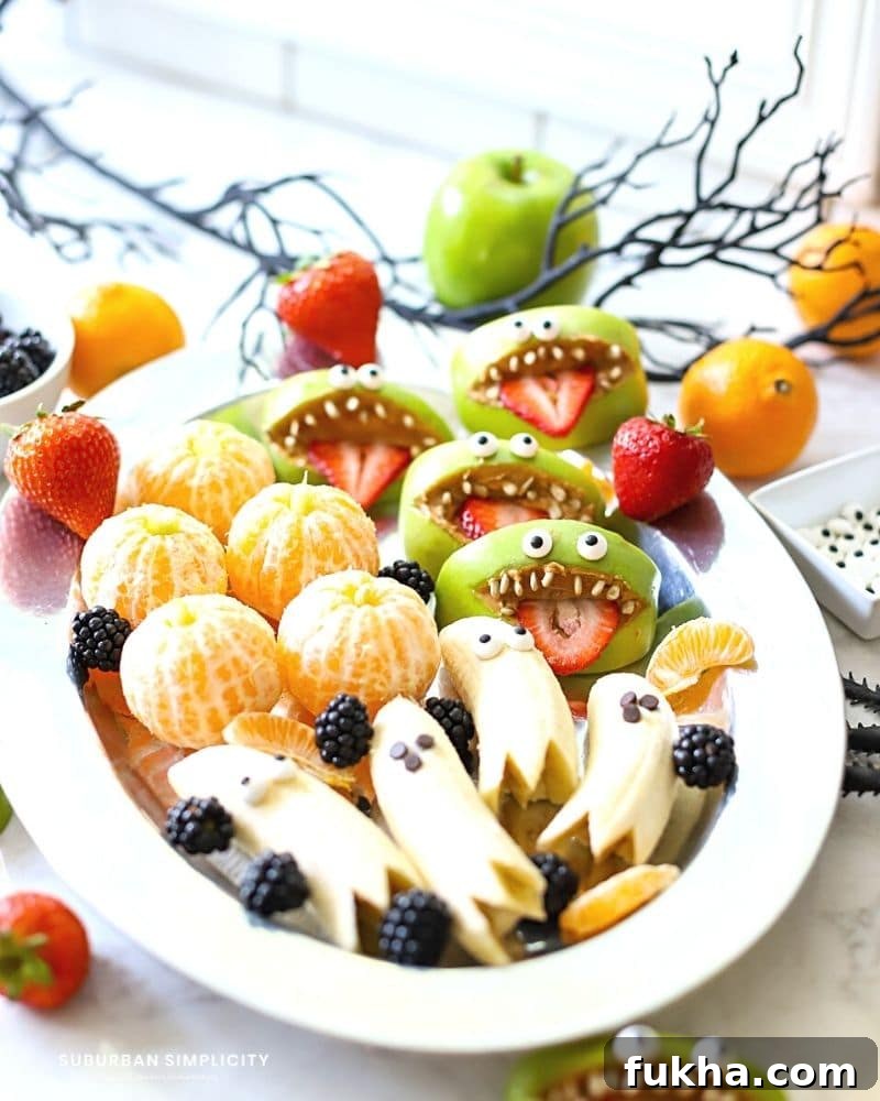 tray of healthy halloween treats