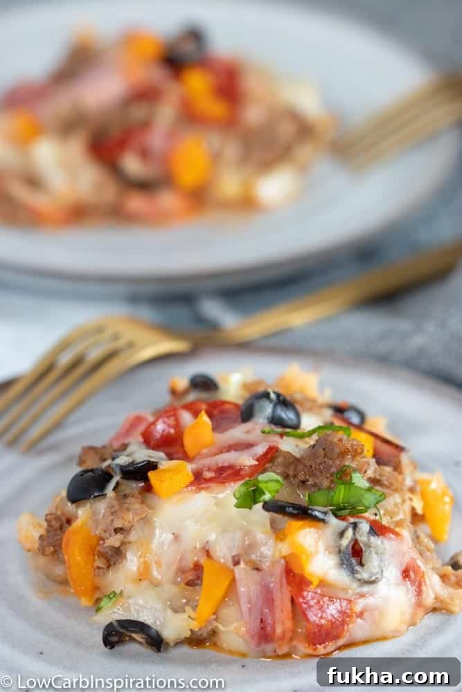 Low Carb Baked Pizza Chicken for Keto Dinner 6 Low Carb Meat Lovers Pizza Casserole