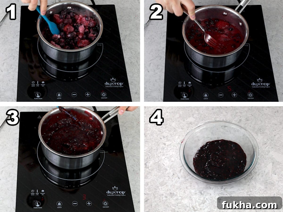 Decadent Chantilly Cream Cake Recipe 5 Collage of berry filling process