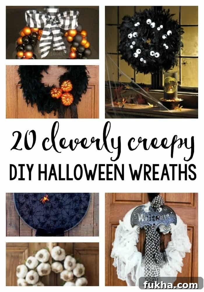 20 Creepy DIY Halloween Wreath Ideas to Spook Your Door 2 halloween wreaths