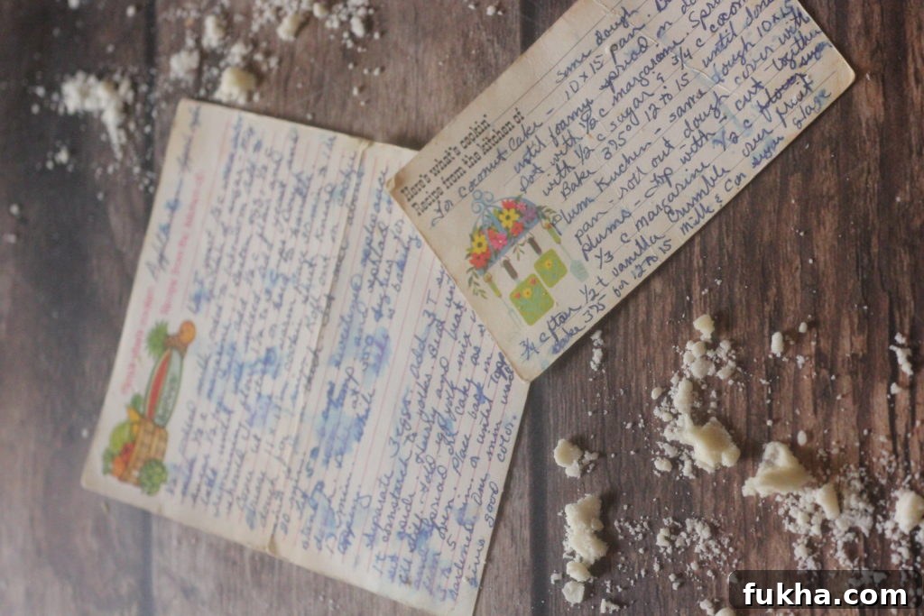 recipe cards that are old, hand written and smearing