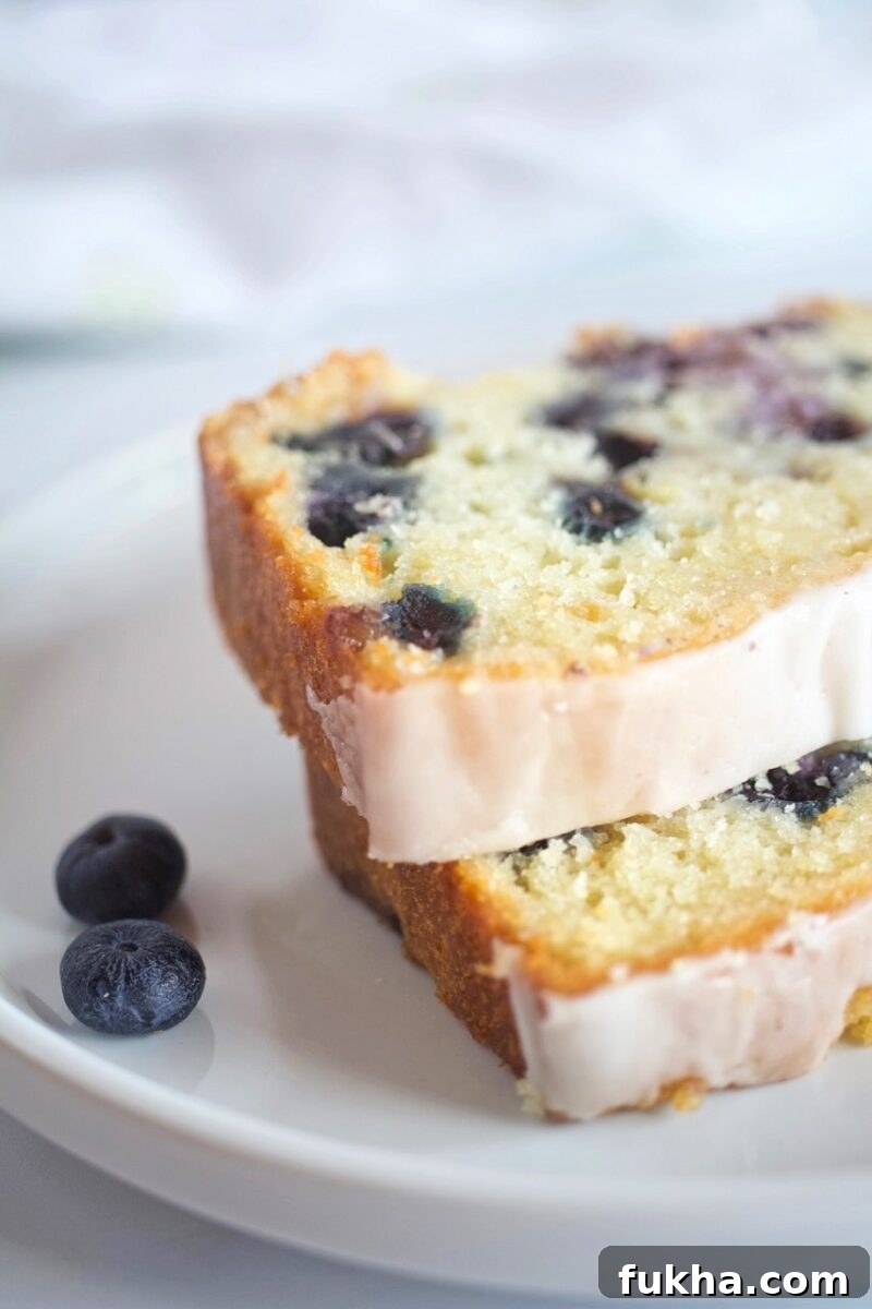 Blueberry Lemon Bread with Lemon Glaze.