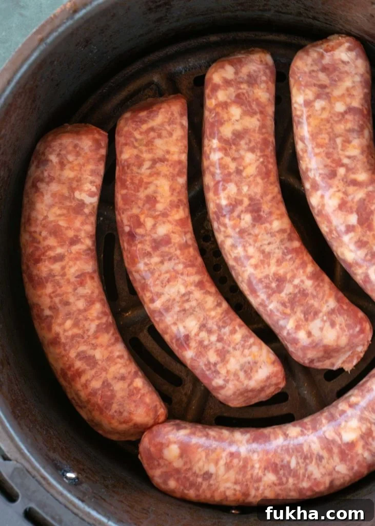 Crispy, Juicy Italian Sausage in the Air Fryer 3 Air Fryer Italian Sausage on a serving board