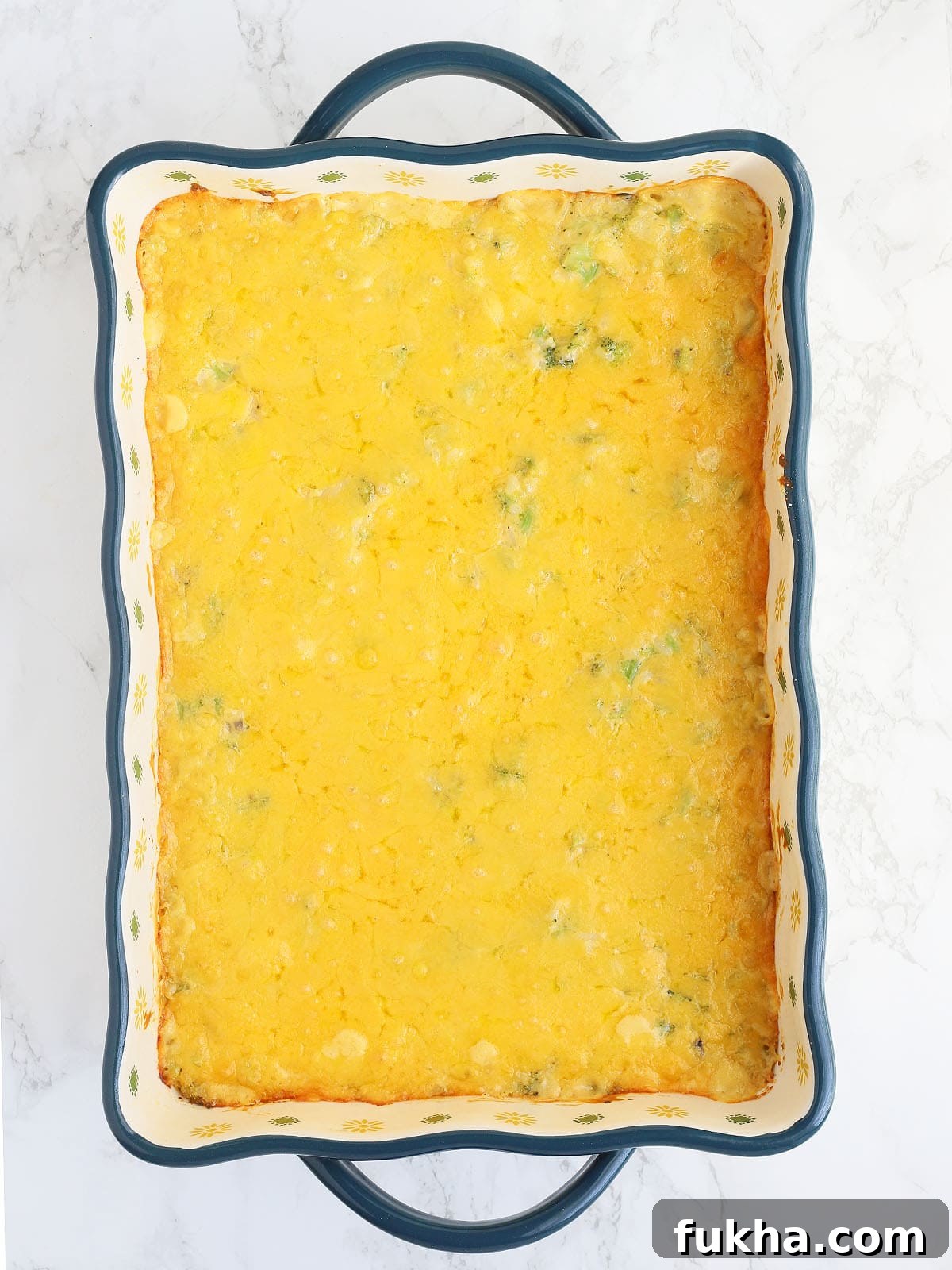 Creamy Broccoli Cheese Casserole 10 cheesy broccoli casserole just out of the oven
